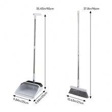 LIVINGANDHOME Living And Home Folding Broom And Dustpan Set,90° Rotable Dustpan With 180° Rotating Head,Cleaning Tools Set For Floor Cleaning - Greyish White - View 9