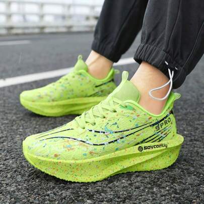 Men's Autumn New Breathable Cushioned Running Shoes, Slip-Resistant Shock-Absorbing Short-Distance Track Shoes For Teenagers And Students