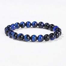 1pc 6/8/10mm Natural Stone Beaded Bracelet, Bohemian Style Tiger Eye/Amethyst/Agate Healing Stone Bracelet, Layerable Colorful Handmade Jewelry For Women - Multicolor - View 159