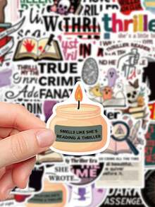 50 pegatinas de libros de terror para maletas, portátiles, álbumes de recortes, diarios, botellas de agua, cascos de guitarra, calcomanías DIY - Multicolor - Ver 7