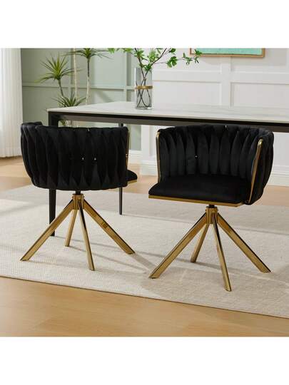 Fluwelen Seats Heavy Metal Frame, 180 Degree Swivel Function, Back, Zachte Luxurious Flexible Between Living Room, Budol Creative Workspace (Set Of 2) view 5