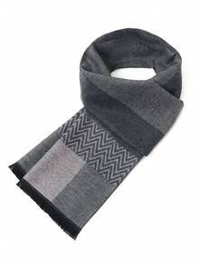 1pc 180*30CM Classic Tassel Men's Business Scarf, Luxury Unisex Fashion Printed Scarf, Men's Business Scarf, Shawl, Plaid Neck Warmer - Multicolor - View 3