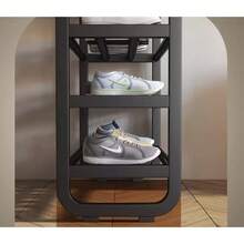 Durable 5-Layer Black Shoe Rack - Space-Saving Narrow Design, Wooden-Free Iron Craftsmanship, Suitable For Floor Installation In Foyers, Dormitories And Living Rooms, Shoe Rack, Wall-Mounted Shoe Rack, Vertical Shoe Rack, Foldable Shoe Rack, Wall Shoe Rack, Small Shoe Rack, Shoe Rack, Shoe Rack Organizer With Door, Shoe Rack With Cover, Over-The-Door Shoe Rack, Hanging Shoe Rack Organizer, Dormitory Essential, Living Room Decoration, Modern Storage Device, Fashionable Shoe Rack, Iron Structure, Lightweight Rack, Multi-Layer Rack, Small Space Solution, Apartment Living - Black - View 11