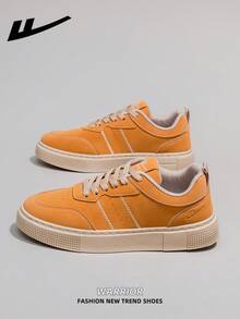 WARRIOR Casual Men's Shoes, Comfortable & Versatile Solid Color Flat Casual Walking Sneakers, Lace-Up Soft Sole Casual Shoes, Low-Top Outdoor Flat Shoes, Round Toe Low Heel Non-Slip Solid Color Elegant Soft Bottom Hiking Shoes, Men's Low-Top Leather Casual Skateboard Shoes