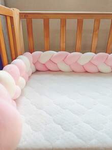 1 件编织婴儿床保险杠、三股编织包裹婴儿床内衬、INS 婴儿柔软打结编织婴儿床保险杠、婴儿靠垫保险杠、新生儿装饰床上用品、编织保险杠垫、婴儿床护栏、育儿室装饰、保护婴儿免受碰撞的婴儿床上用品，新生儿的绝佳礼物 - 白粉粉 - 查看 9