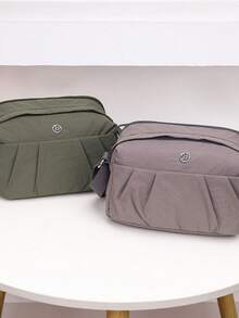 1pc Solid Color Fashionable Minimalist Nylon Zipper Closure Casual Backpack, Handheld & Shoulder Strap, Suitable For Spring, Summer, Autumn, Daily Use, Work, Business, Shopping Pouch - Multicolor - View 2