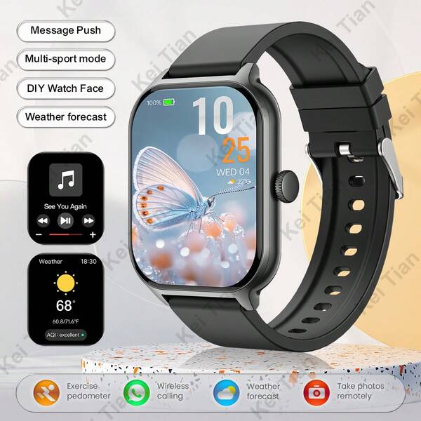 1.83" Full Touch Screen Multifunctional Outdoor Sports Smart Watch, Supports Wireless Calling & Messaging, Music Playback, Fitness Tracker, Gift For Women & Men, Birthday Gift