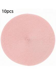 4pcs/6pcs Set 15-Inch Woven Round Placemats, Washable Non-Slip Table Mats Suitable For Family Gatherings, Weddings, Parties (Pink) - Pink - View 15