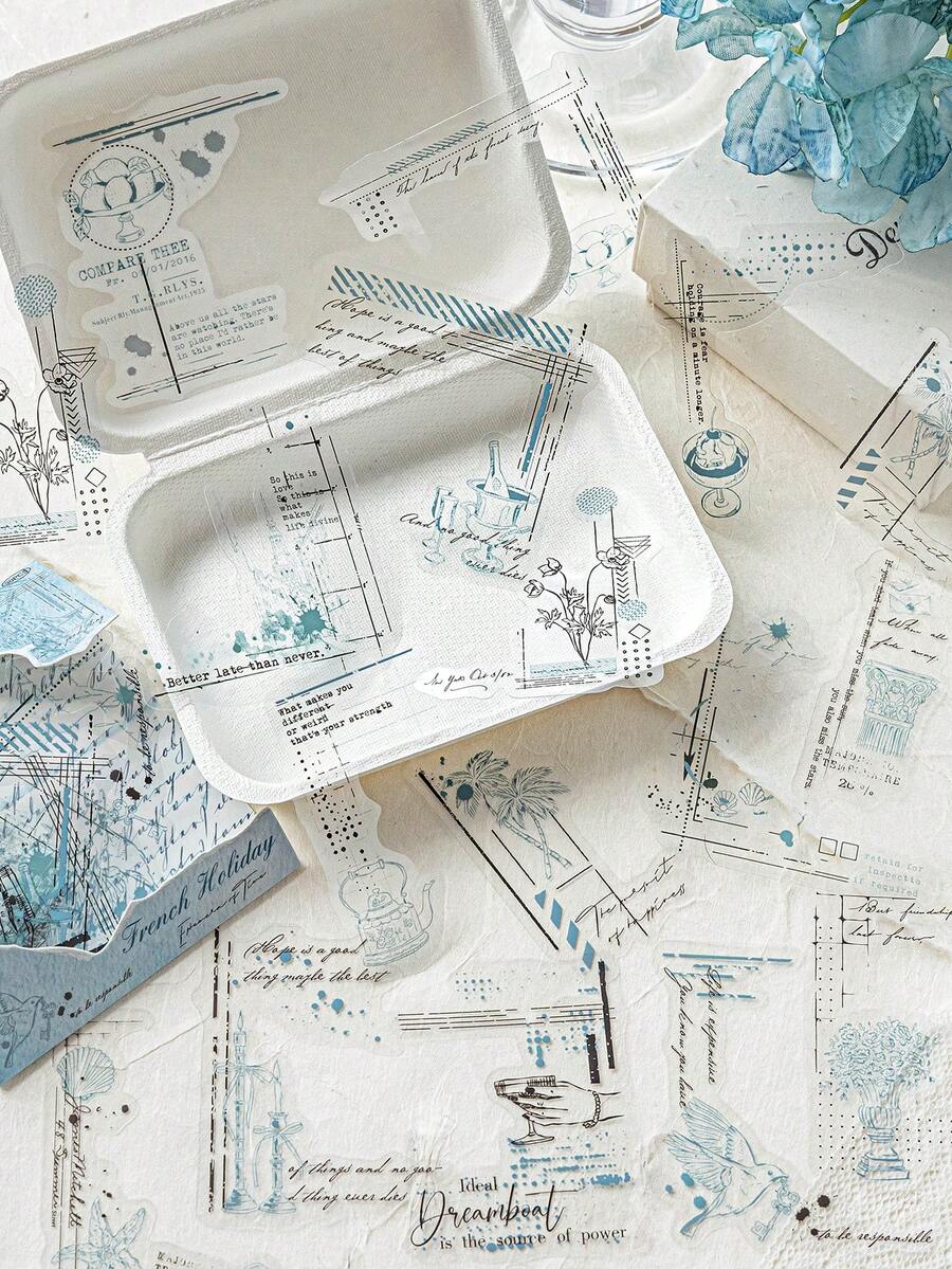 CANDY POETRY 30 件/包复古装饰贴纸，适用于剪贴簿、创意美学贴纸贴花、DIY 工艺材料、节日礼物、个性化剪贴簿学校用品 - 查看 1