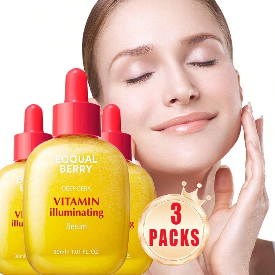 2pcs EQQUALBERRY Vitamin Illuminating Serum Skincare Products – Brightening Vitamin C Serum With Niacinamide | Strengthens Skin Barrier | Hydrates Using Ceramide And Hyaluronic Acid, Facial Care Products,1.01oz / 30ml,Korean Skincare Products,Halloween Gift. - 3個 - 查看 1
