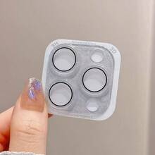 Shiny Diamond Camera Lens Protector Film For IPhone 17 Pro Max/17 Pro/17 Air/17/16/15/14/13, Silver Diamond Shiny Outer Shell, 9H Hardness Scratch-Resistant PC Material, Bubble-Free Adhesive, High-Definition Transparent, Clear Photos, Fashionable For Women - Silver - View 8