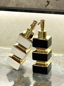 Kreatywna, unikalna, ceramiczna, czarno-biała butelka z dozownikiem mydła, wielokrotnego użytku butelka z pompką do toaletki hotelowej, szampon, żel pod prysznic, kwadratowa butelka na balsam w kształcie wieży, wielofunkcyjna butelka na balsam do toalety hotelowej i biurowej