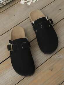 Women's Thermal-Lined Slip-On Round Toe Flat Slippers, House Shoes