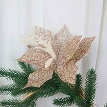 Christmas Artificial Flower, Shiny Colorful Tree Topper Stem Home Decor Party Favor - Champagne - View 2