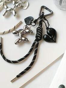 1. 时尚心形法国斗牛犬钥匙扣，精致小狗包包挂饰，情侣配饰，复古风，三角形弹簧扣设计，适用于车钥匙、包包装饰、服装配饰、节日或女士礼物，钥匙扣包包配饰，包包挂饰 - 彩色 - 查看 8