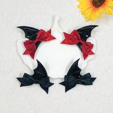 2PCS   Halloween Accessories Halloween Hairpins Black Little Devil Bat Wing Hairpins Headdress Black And Red, 2 Pairs, Gothic Costume Party Accessories Lolita Gothic Style Hot Girl Hairpins - Random - View 7