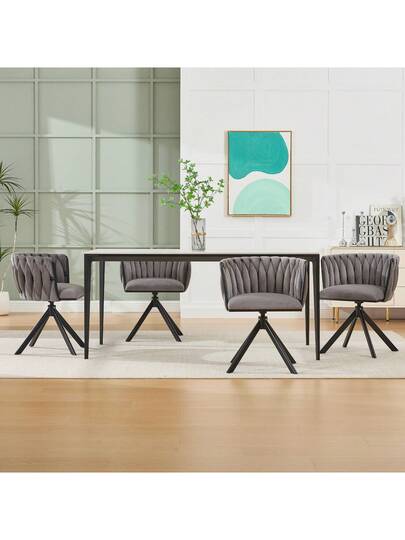 Fluwelen Seats Heavy Metal Frame, 180 Degree Swivel Function, Back, Zachte Luxurious Flexible Between Living Room, Budol Creative Workspace (Set Of 2) view 3