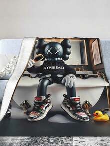 Kawss Kawaii Kaw Anime Flannel Blanket For Girls Boys Anime Gifts Throw Blanket Cozy Plush Flannel Fleece Print Blankets Double-Layer Blanket Lightweight Fuzzy For Bed Decor - màu đen - Xem 4