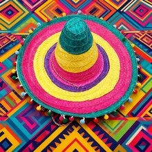 Unisex Carnival Straw Hat Mexican Party Sombrero, Festival Theme Hat Photo Prop For Fiesta Celebration - 彩色 - 查看 4
