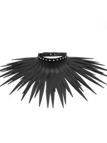 قلادة طوق من الجلد بشرابات بطراز جوثيك، طوق لحفلة تنكرية في عيد الهالوين أو حفلات التنكر، سلسلة رقبة لارتدائها في النوادي الليلية