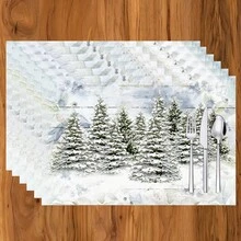 1 pezzo/4 pezzi/6 pezzi Tovagliette in lino con motivo albero di Natale, adatte per tavolo da pranzo, Natale, possono essere regali di Natale, decorazioni natalizie, applicabili per tutte le stagioni, tovagliette da tavolo moderne lavabili, decorazione per la stanza, sottobicchieri, tappetini per tavolo da cucina e da pranzo, decorazione per feste interne/esterne, decorazione per la casa, regali ideali