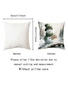 1 buc. Față de pernă decorativă cu model drăguț de om de zăpadă (inserția de pernă nu este inclusă), față de pernă imprimată pe o singură față, moale și confortabilă, potrivită pentru dormitor, sufragerie, canapea, decorare de petrecere