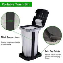 Collapsible Trash Bag Holder With Reinforced And Bonus Inner Storage Compartment, Portable Trash Can, Outdoor Waste Bin With 20 Bags Included Camping, RV, Picnic, And Home Use