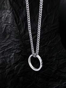 1條簡約不鏽鋼中空幾何設計男士項鍊