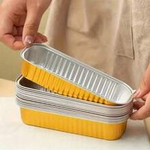 10pcs/50pcs/100pcs, Tin Box, With Lid, Bread Baking Tray, Air Fryer, Oven-Specific, Disposable Rectangular Aluminum Foil Baking Tray Container, Cupcake Container Packaging, Cheesecake Cream Pudding Small Bowl