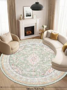 1 Stück runder Teppich, hellgrüne Farbe, verschiedene Größen, Wohnzimmer Bereich Teppich, faltbarer Blumenmuster Schlafzimmer Teppich, fleckresistent waschbarer Teppich, Bereich Teppich aus Polarfleece - weich, flauschig, bequem, leicht zu reinigen, seidig, warm, niedlich - geeignet für Flur, Küche, Waschraum, Bad, Studentenwohnheim, Sofa, Schlafzimmer, Wohnzimmer, Waschtisch, Stuhl, Teppich, modischer Teppich