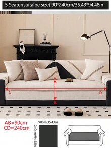 1 件四季沙发垫套，现代简约防滑沙发座椅保护套，防尘可洗沙发套，柔软时尚的奶油色，宠物友好，适合 L 型沙发和 1/2/3/4 座沙发 - 米色 - 查看 14