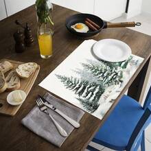 1 pezzo/4 pezzi/6 pezzi Tovagliette in lino con motivo albero di Natale, adatte per tavolo da pranzo, Natale, possono essere regali di Natale, decorazioni natalizie, applicabili per tutte le stagioni, tovagliette da tavolo moderne lavabili, decorazione per la stanza, sottobicchieri, tappetini per tavolo da cucina e da pranzo, decorazione per feste interne/esterne, decorazione per la casa, regali ideali
