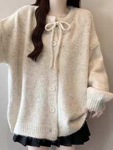 女士蝴蝶结开衫毛衣，宽松针织外套，休闲春秋新款