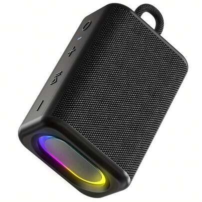 Portable Wireless Speaker With RGB Lights - 20W Crystal Clear Sound, 18650 Battery, BT 5.3, TWS Pairing, AUX/TF Card, USB-C Charging - Compact Wireless Speaker For Home, Travel, Gifts For Friends, Family, Parents, Mini Wireless Speaker, Voice Assistant, Sleek Oval Design, Durable Fabric, Outdoor Music, Stylish Audio, Premium Build, Home Users