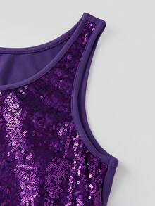 Sequin Tops For Women Y2k Sparkle Camisole Shimmer Sleeveless Crew Neck Tanks Top Glitter Crop Disco Party Shirt Cami Outfit - Màu tím - Xem 8