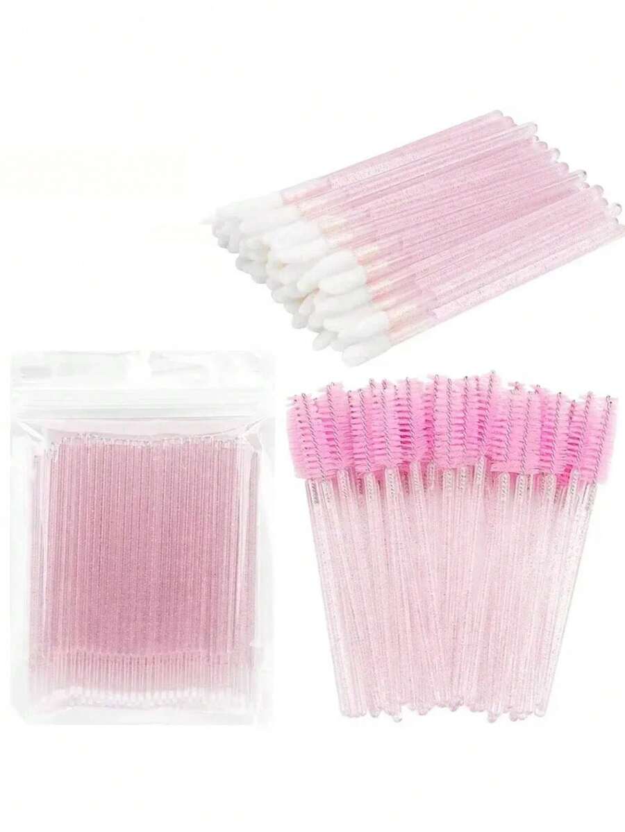 Juego de 600 suministros para extensiones de pestañas, que incluye 200 bobinas de pestañas, 200 pinceles negros para ojos, 200 pinceles de cristal para labios, 200 hisopos de algodón mini, cepillos de rímel y juego de herramientas de maquillaje (multicolor)