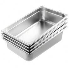 1-2-4 件装全尺寸蒸锅，4 英寸深，13 升容量 - 适用于烤箱、酒店的不锈钢食品容器 - 防卡设计 - 銀色 - 查看 16