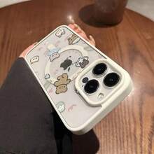 Cute Kawaii Bear Pattern Phone Case, Fashionable Soft Design, Suitable For IPhone 17 16 Pro Max 15 Plus 14 13 12 11, Fashionable Phone Case, IPod Phone Case Cute Style, Bear Phone Case, Soft Phone Case, Cute Cherry Phone Case, Simple Phone Case, Girl Phone Case, Stand Phone Case, Cute Phone Case, Cute Phone Case, Cool Phone Case, Fashion Accessories, Daily Use Case, Playful Style, Cute Design, Durable Shell, UV Printing, Bear Shape Shell, Cherry Print, Fashion Enthusiast - 黑色 - 查看 6