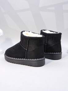Autumn And Winter New Children's Snow Boots, Medium And Large-sized Children's Flat-bottomed Girls' Shoes, Thick-bottomed Boys' Warm Boots, Baby Ankle Boots With Plush - Black - View 4