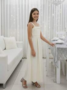 Women's Children's Youth Long Classic Crepe Larissa Strap  Dress - 離開 - 查看 3