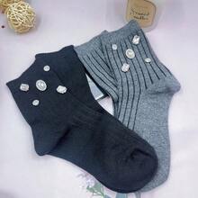 1/2/4 Pairs Women's Rhinestone Shiny Mid-Calf Socks, Cute & Breathable, Casual & Versatile, Comfortable & Durable, Fashionable & Easy To Match, Suitable For Spring & Summer, Lightweight Design, Ideal Gift For Women, Also Perfect For Valentine's Day, Mother's Day, Women's Day And Christmas - Multicolor - View 15
