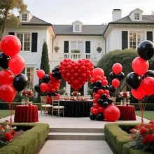 Zestaw 41/21 szt. 10-calowych czarno-czerwonych balonów lateksowych, idealnych na ceremonię ukończenia szkoły, przyjęcie urodzinowe, scenę zaręczyn, dekorację ślubną, rocznicę, bal maturalny, dekorację noworoczną, dekorację świąteczną, dekorację walentynkową - Wielokolorowe - Zobacz 6