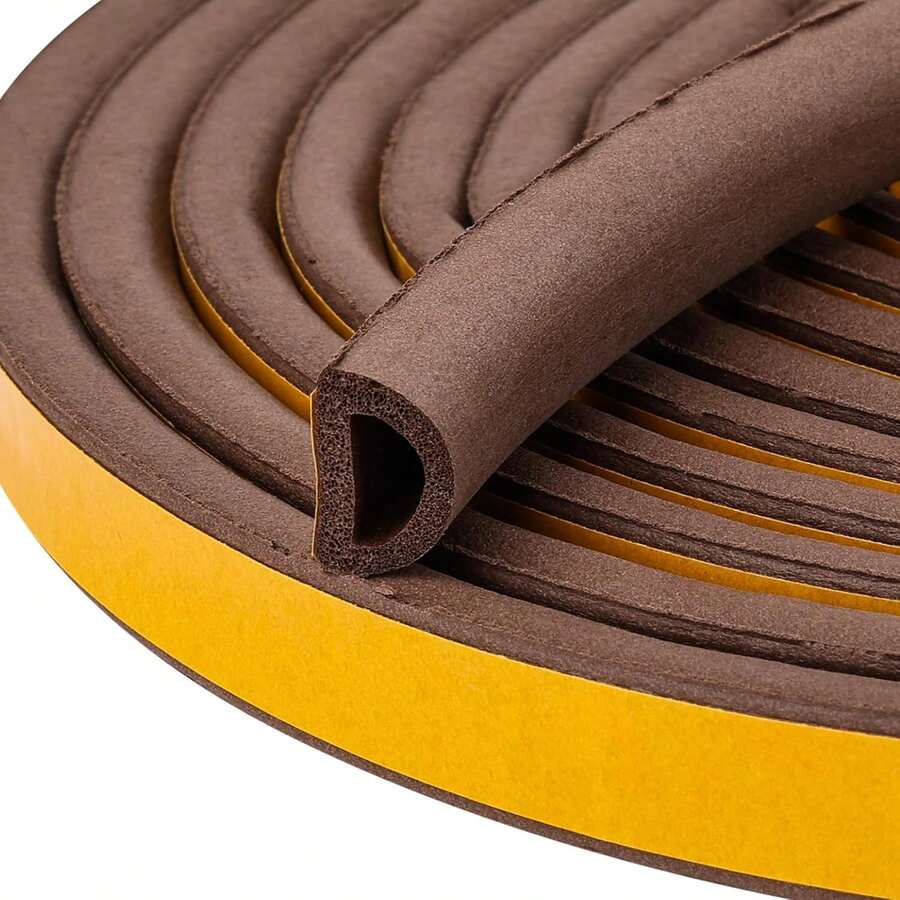 19.7Feet Rubber Weather Stripping Door Seal, Self-Adhesive Seals For Door Window Gap, Soundproofing, Insulation Strip, Door Sealers For Door Frame (Brown),24337859 - 巧克力棕 - 查看 1