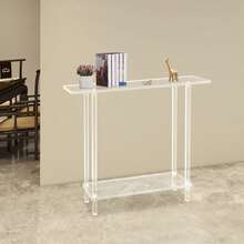 kangten Transparent Acrylic Narrow Table Sofa Table, 40 Inch Double-Layer Narrow Table, Multifunctional Transparent Foyer Table, Each Layer Can Carry 88.18 Pounds, Can Be Used As Sofa Table, Small Coffee Table, Display Rack Or Decorative Rack Fichiouy 3-Tier Shelving Storage Acrylic Console Table, Small Entryway Table With Open Shelves For Hallway, Living Room (39.37 * 7.87 * 31.5in) A Nice Gift - Thông thoáng - Xem 3