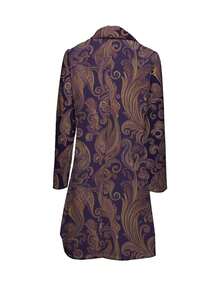 Women's Vintage Pattern Dark Purple Mid-Length Long Sleeve Notched Collar Mid-Length Blazer, Spring/Autumn - Dusty Purple - View 4