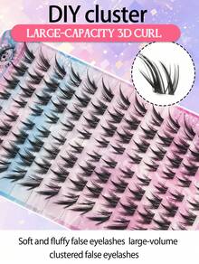 104 Cluster D Fluffy Cat Eye Eyelash Clusters - Individual Lashes, Suitable For Beginners, DIY Eyelash Extension, Suitable For Cosplay, Anime, And Everyday Makeup, Cosplay Eyelashes, Lash Clusters, Individual Lashes, Eyelashes, False Eyelashes - D - Xem 3