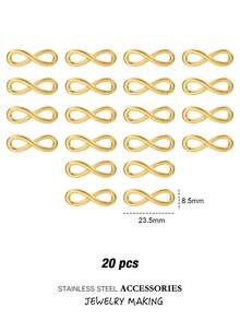 5件/20件不锈钢8字形配件DIY珠宝制作适用于项链、手链、脚链、耳环、钥匙扣等吊坠。18K镀金珠宝批发 - 字母 - 查看 8