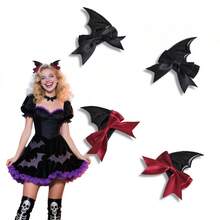 2PCS   Halloween Accessories Halloween Hairpins Black Little Devil Bat Wing Hairpins Headdress Black And Red, 2 Pairs, Gothic Costume Party Accessories Lolita Gothic Style Hot Girl Hairpins - Random - View 5