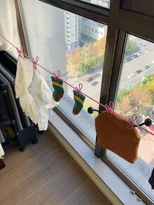 12pcs Colorful Clips Retractable Travel Clothesline Windproof Drying Rope For Outdoor Balconies And Dorm Rooms, Portable Laundry Line With Strong Clips, Easy Setup And Packable Indoor/Outdoor Drying Solution, Ideal For Camping, Travel, Small Space Living, Weather-Resistant Construction, Multi-Clip System For Securing Multiple Items, Adjustable Tension, Non-Slip Ends, Lightweight Compact Design - Multicolor - View 9