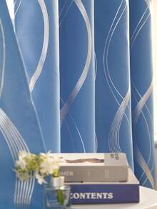 1pc New Light Blue Line Pattern Blackout Curtain, Suitable For Living Room & Bedroom, Blackout, Minimalist Style, & Heat Insulation, Elegant Modern Curtain With Eyelets For Living Room & Bedroom